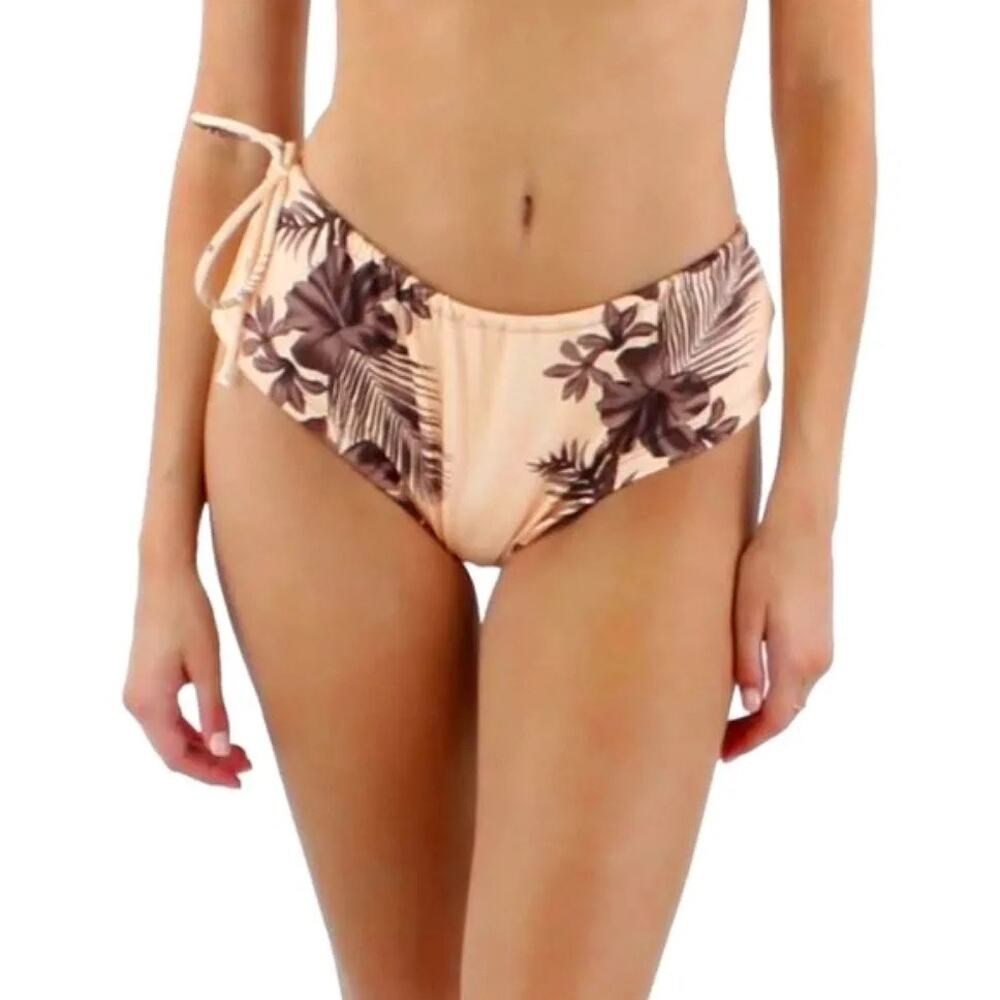 Hurley Hawaiian Lei Adjustable Retro Bikini Bottoms – Seashell – Size M – NWT